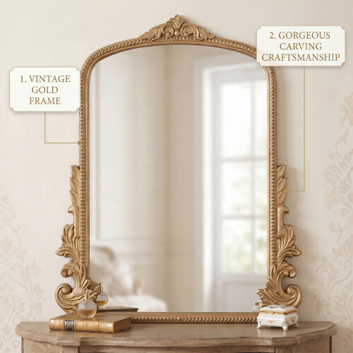 Living And Home Gold Decorative Vanity Mirror with Stand 2