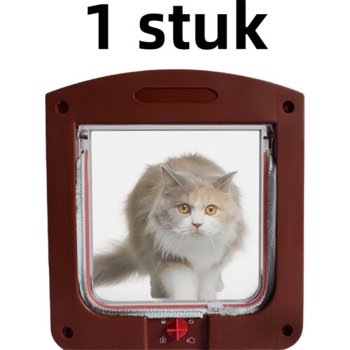 Controllable Cat Flap Door – Two-Way Entry for Pets (Brown)