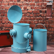 Hydranten-Mülleimer Hellblau Eisen Retro