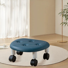 Rollhocker mit Schwenkrollen Blau Kunstleder