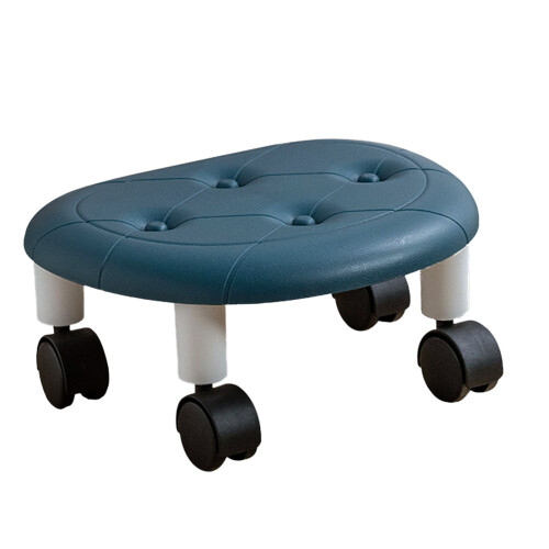 Rollhocker mit Schwenkrollen Blau Kunstleder 2
