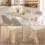 (Travertine) Dining Table, Wooden Rectangular Kitchen Table with Sturdy Metal Legs 5