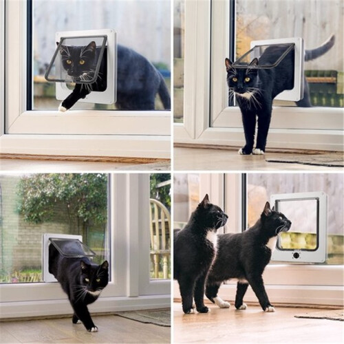 Controllable Cat Flap Door – Two-Way Entry for Pets (Brown) 2