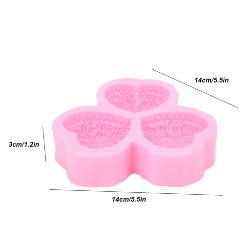 Silikonform Rosa Herz Rose 3 Motive Backen 2