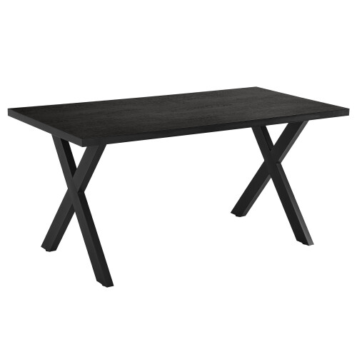 (Black Oak ) Dining Table, Wooden Rectangular Kitchen Table with Sturdy Metal Legs 1