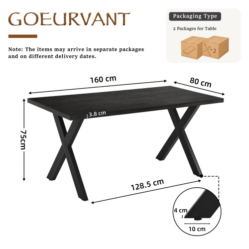 (Black Oak ) Dining Table, Wooden Rectangular Kitchen Table with Sturdy Metal Legs 2