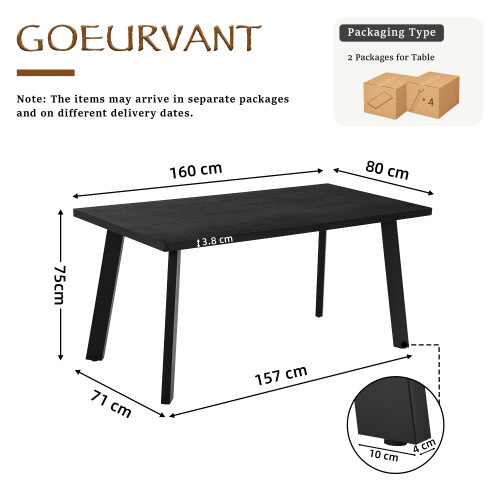 (Black Oak Table) Dining Table, Wooden Rectangular Kitchen Table with Sturdy Metal Legs 2