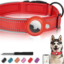 Pet Tracker Dog Collar – Reflective Thickened Collar with Tracker Holder Case, Size L