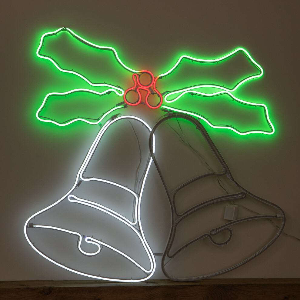 Light 74Cm X 78Cm Up Christmas Bells Neon Decoration With Leds - Image 3