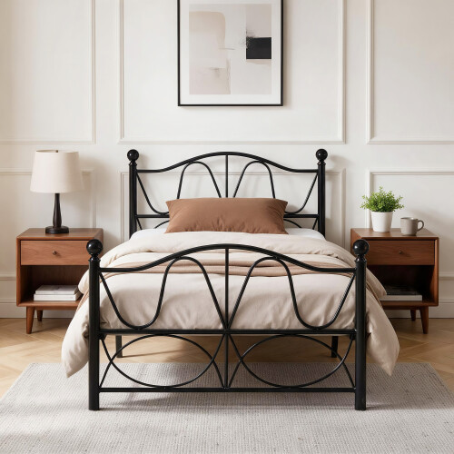 Comfy Living (3ft Single, Black) Willow Metal Bed Frame