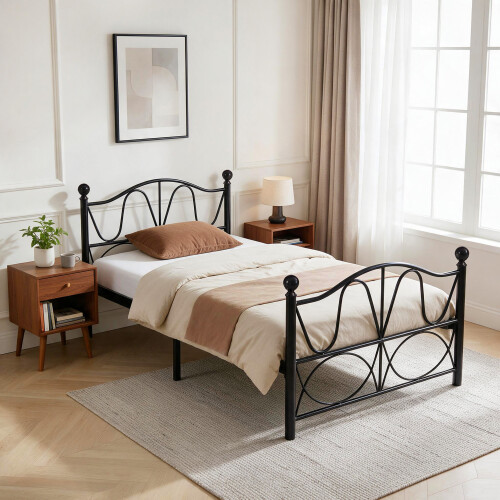 Comfy Living (3ft Single, Black) Willow Metal Bed Frame with Lucy Mattress 2