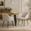 (Set of 7)Dining Table and Chairs Set, Rectangular Wooden Table with 6 Beige Armchairs 4