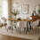 (Set of 7)Dining Table and Chairs Set, Rectangular Wooden Table with 6 Beige Armchairs 2
