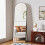Black 162x53cm Arched Full Length Mirror Aluminium 2