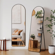Black 162x53cm Arched Full Length Mirror Aluminium