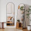 Black 162x53cm Arched Full Length Mirror Aluminium 1