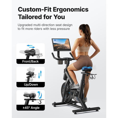 Merach Magnetic Exercise Bike with 15.6" Adjustable HD Screen 2