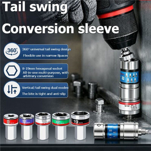 6PCS Universal Swivel Socket Set Quick Change Flex Joint Wobble Socket Adapter Multi Function Auto Repair Hardware Tools 2