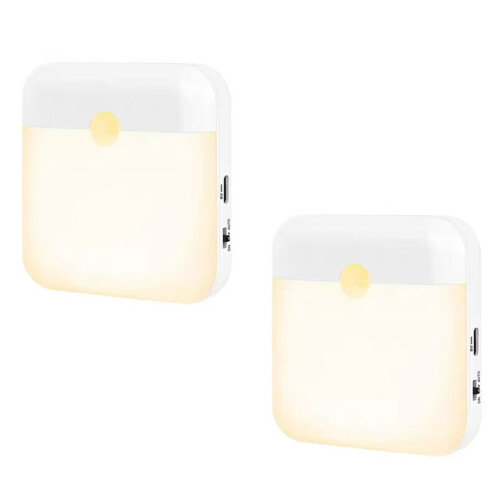 Motion Sensor Light Led Usb TYPE-C Charging Square Lamp for Bedroom Kitchen Stair Hallway Wardrobe Cupboard Lighting2pc