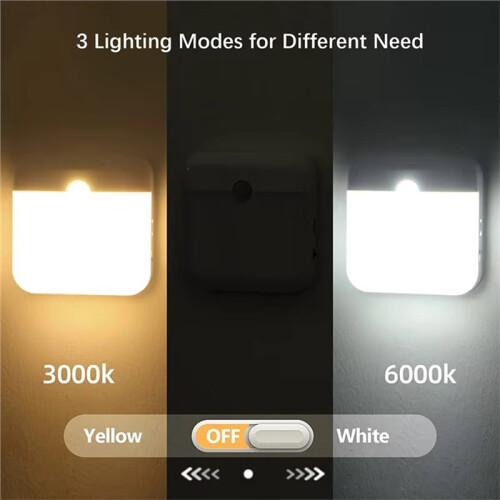 Motion Sensor Light Led Usb TYPE-C Charging Square Lamp for Bedroom Kitchen Stair Hallway Wardrobe Cupboard Lighting2pc 1