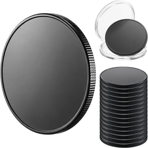 15 PCS Black Blank ChallengeCoins 40mm Diameter 3mm Thick Plated Iron Engravable Blanks Double Sided for DIY