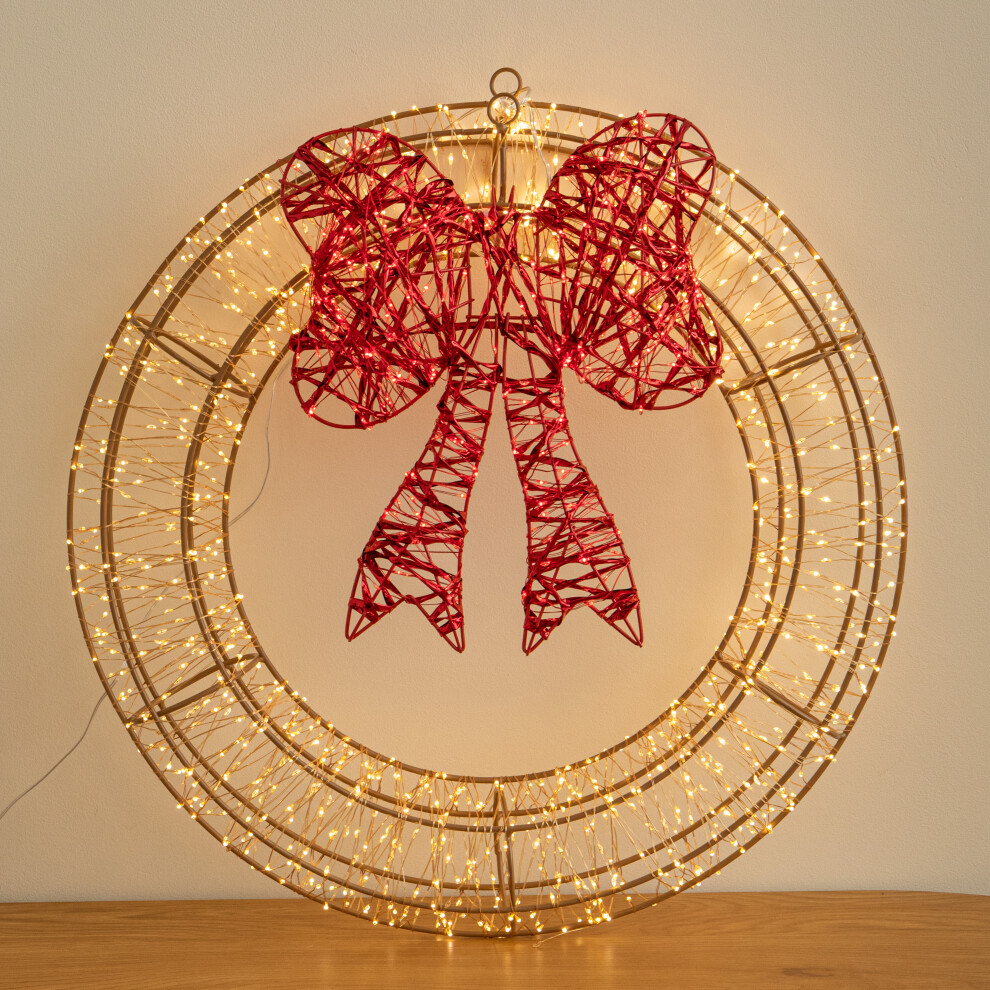 Samuel Alexander 50Cm Galaxy Christmas Light Up Wreath, 1440 Warm White Leds - Gold - Image 4