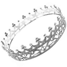 Rei coroa strass prata para homens festa de Halloween acessório de performance de palco