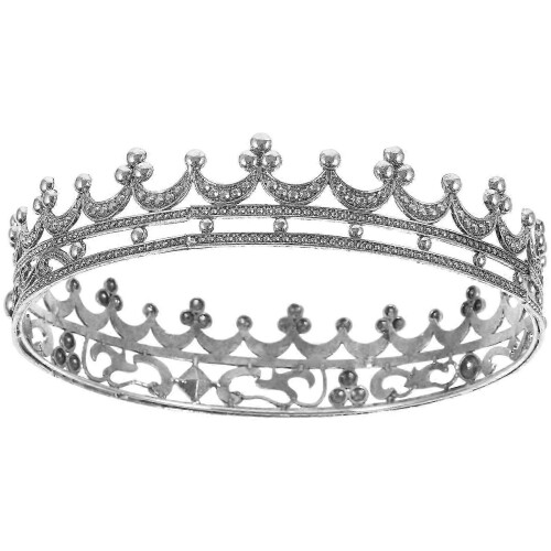 King Crown Rhinestone Silver for Men Halloween Party Stage Performance Accessory 1