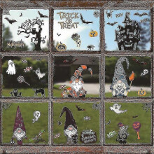 Halloween Window Stickers 8 Pack Pumpkin Ghost Bat Spider Decals, Static Cling PVC 20x30cm Reusable Home Decor