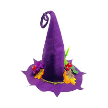 Purple Witch Hat Halloween Costume Accessory Nonwoven Fabric Elegant Headwear for Party Decorations Masquerade