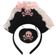 Diadema con parche pirata para mujeres y niñas, sombrero de capitán de Halloween, diadema de tela con forma de 50-60cm
