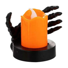 Candle Light LED Halloween Skeleton Hand Flame-free Resin Base Gothic Decor for Spooky Atmosphere