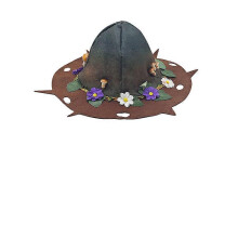Grzybowa czapka wiedźmy na Halloween Czapka kostiumowa ze sztucznymi kwiatami i grzybami, filcowe nakrycie głowy dla dorosłych