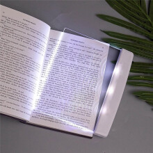 Flat Book Light Page Book Light for Reading in Bed at Night Clear LED Book Full Page Light Illuminator Panel Plate Lamp Board Wireless (White)