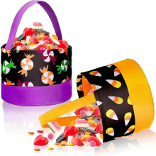Halloween Candy Bucket Tote Bag Set 2-Piece Polyester Large Capacity 19x24cm