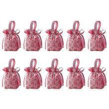 10pcs Drawstring Candy Pouches Canvas with Bow Design Wedding Party Favors
