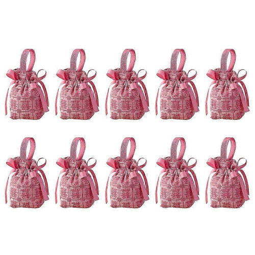 10pcs Drawstring Candy Pouches Canvas with Bow Design Wedding Party Favors