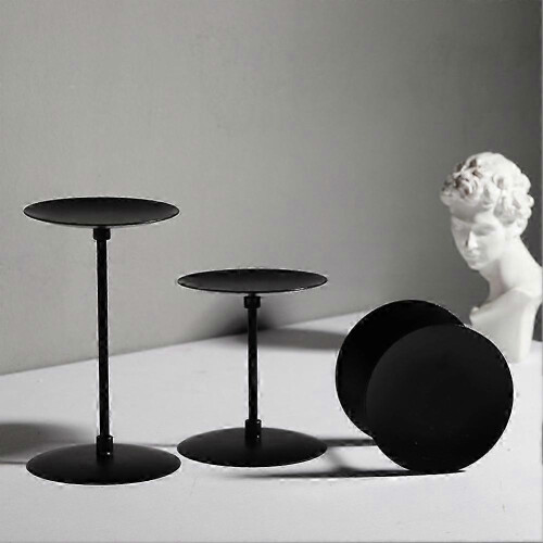 Iron Pillar Candlestick Set of 3 Black Wedding Table Decoration 2