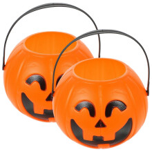 Porte-bonbons en plastique orange pour seau Ă citrouille pour Halloween, paquet de 4