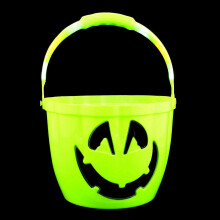Seau Ă bonbons d'Halloween en plastique vert brillant 22 x 22,5 x 16,5 cm pour des bonbons ou des friandises