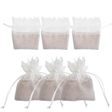 Sacs à bonbons en tissu, paquet de 6 pochettes à cordon pour le stockage de bonbons pour fête de mariage