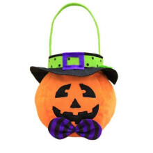 Sac fourre-tout rond d'Halloween avec capuchon et poignée pour bonbons, friandises pour enfants, thème d'Halloween