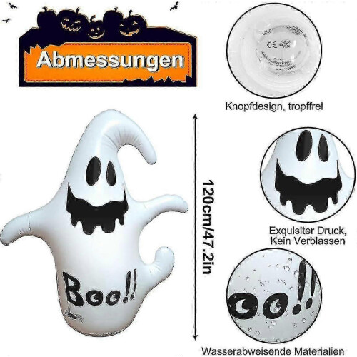 Halloween Inflatable Ghost 1.2M PVC Remote Control 16 Color Changing Lights 1