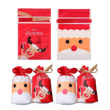 Sacs à bonbons à cordon de noël, 50 pièces, dessin animé PEVA, couleurs assorties, 23x15cm