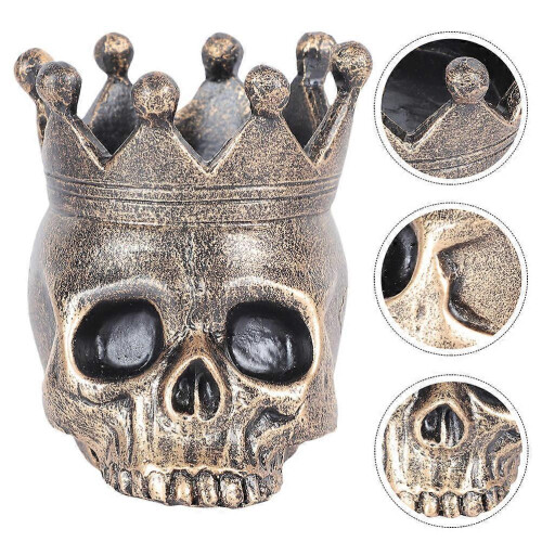 2Pcs Resin Skull Candle Holders Halloween Gothic Coffee Candlestick Decor 2