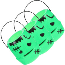 Seau en plastique pour bonbons ou friandises d'Halloween, récipient à bonbons à la citrouille avec poignée pour fournitures de fête