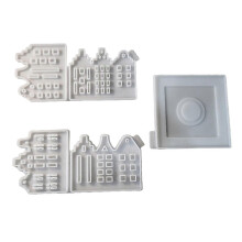 Molde de castiçal de casa gótica de silicone, molde de ornamento criativo para artesanato em resina, 11,9x23,9cm