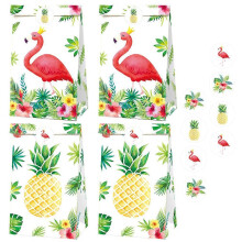 Paperiset karkkipussit 12 kpl - Flamingo-ananaspainetut, kannettavat taitettavat pussit makeisten säilytykseen