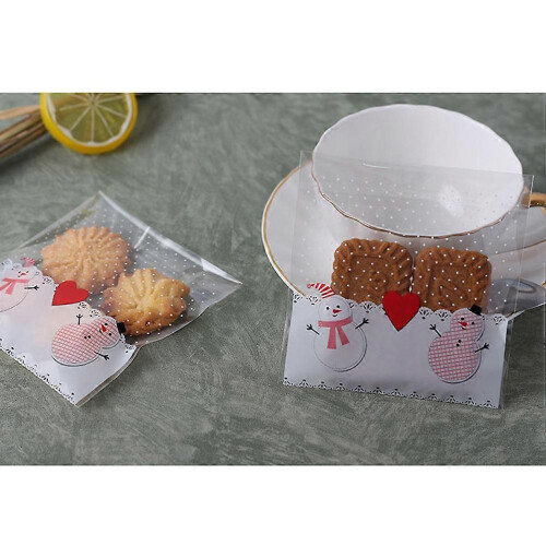 Plastic Self-Adhesive Candy Bags 100Pcs with Snowman Pattern for Christmas Party 1