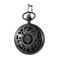 Relógio de bolso esqueleto masculino mostrador luminoso mecânico steampunk oco árvore design caixa de liga de aço sem bateria com corrente